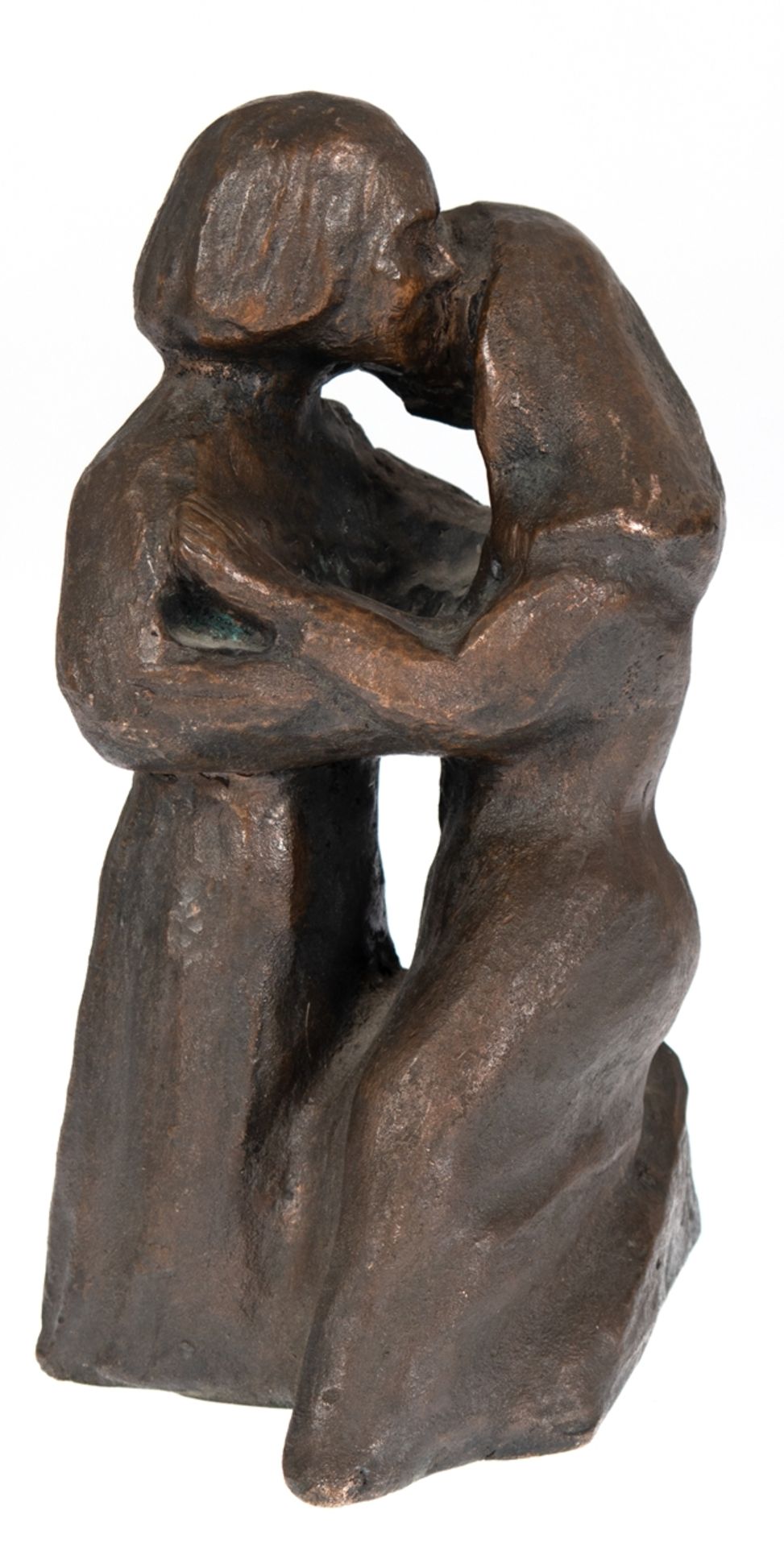 Figur "Liebespaar", Bronze, dunkel patiniert, unsigniert, H. 26,5 cm