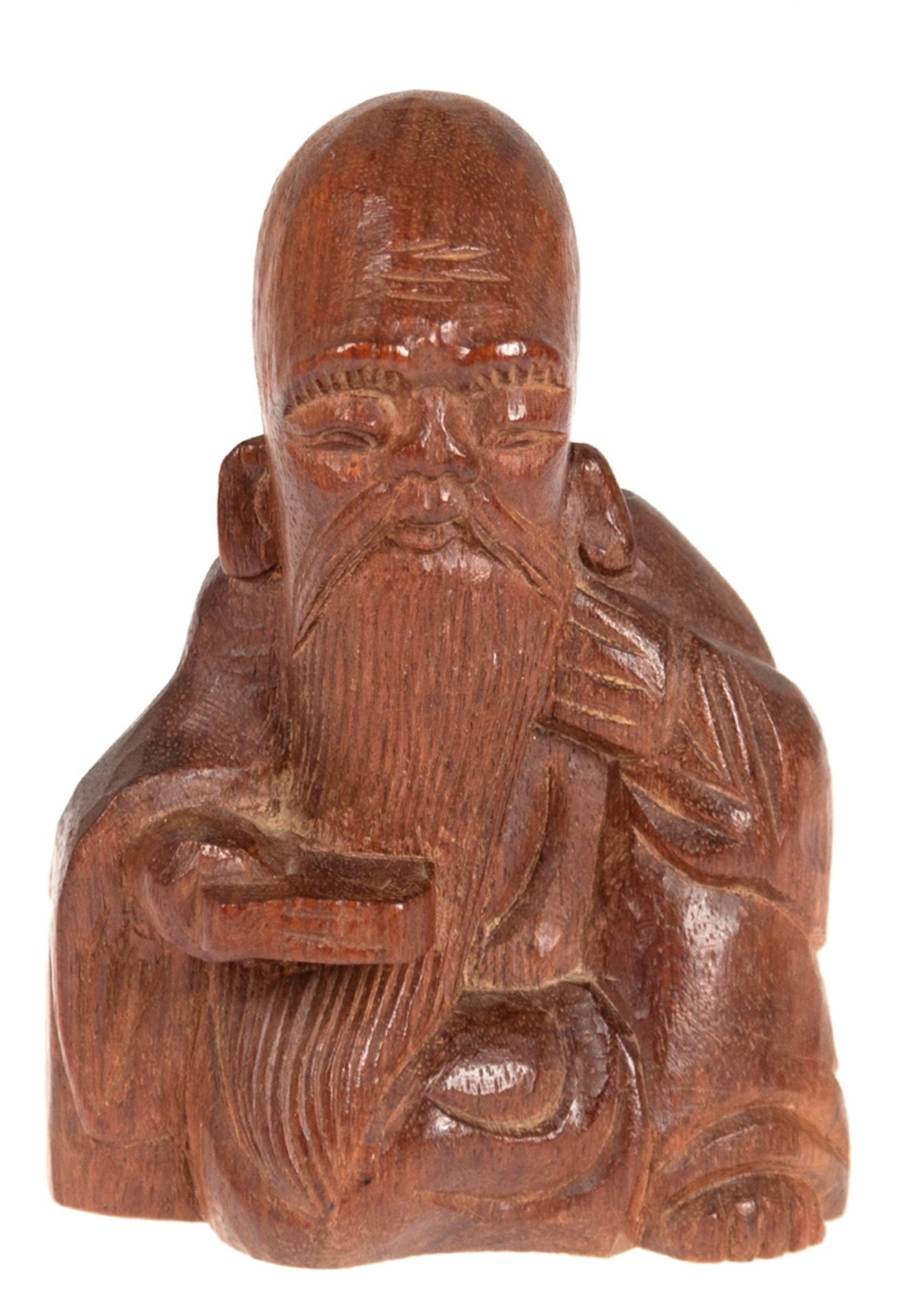 Figur "Heiliger Jurochin- für Gesundheit, Alter und Wissen", Japan, Mahagoni geschnitzt, H. 9 cm