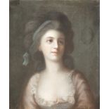 Porträtmaler des 19. Jh. "Porträt einer jungen Dame mit blauem Haarband", Pastell, unsigniert, seit