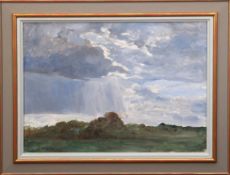 Wencke, Sophie (1874 Bremerhaven-1963 Worpswede) "Wolkenverhangener Himmel über Wiesenlandschaft", 