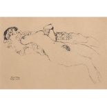 Klimt, Gustav (1862-1918) "Aktstudie", Heliogravure um 1910, Blattformat 22x30 cm, Darstellung 8x18