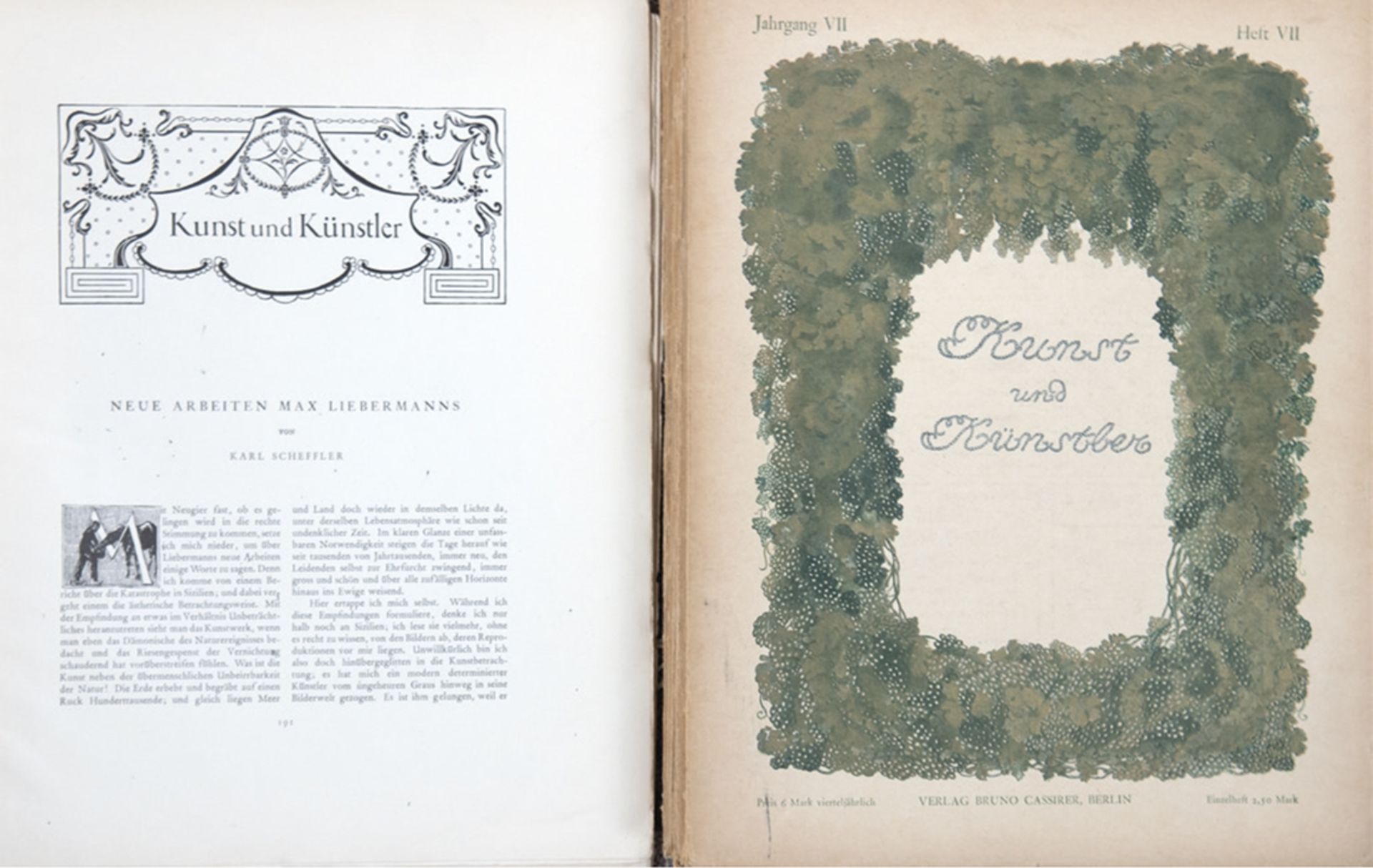 9 Bände "Kunst und Künstler", Jahrgang VII, 1908 und 1909, Verlag Bruno Cassirer, Berlin