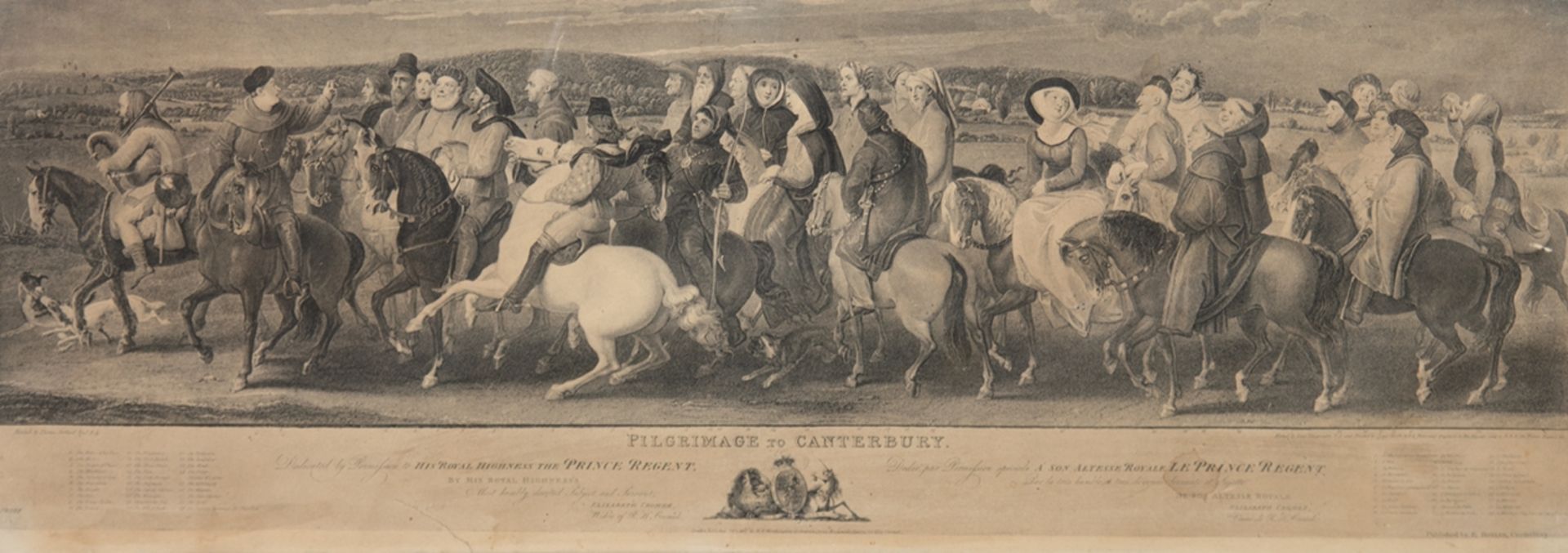 "Pilgrimage to Canterbury", Radierung nach Thomas Stothard (1755-1834), unten im Rand kl. Riß, flec