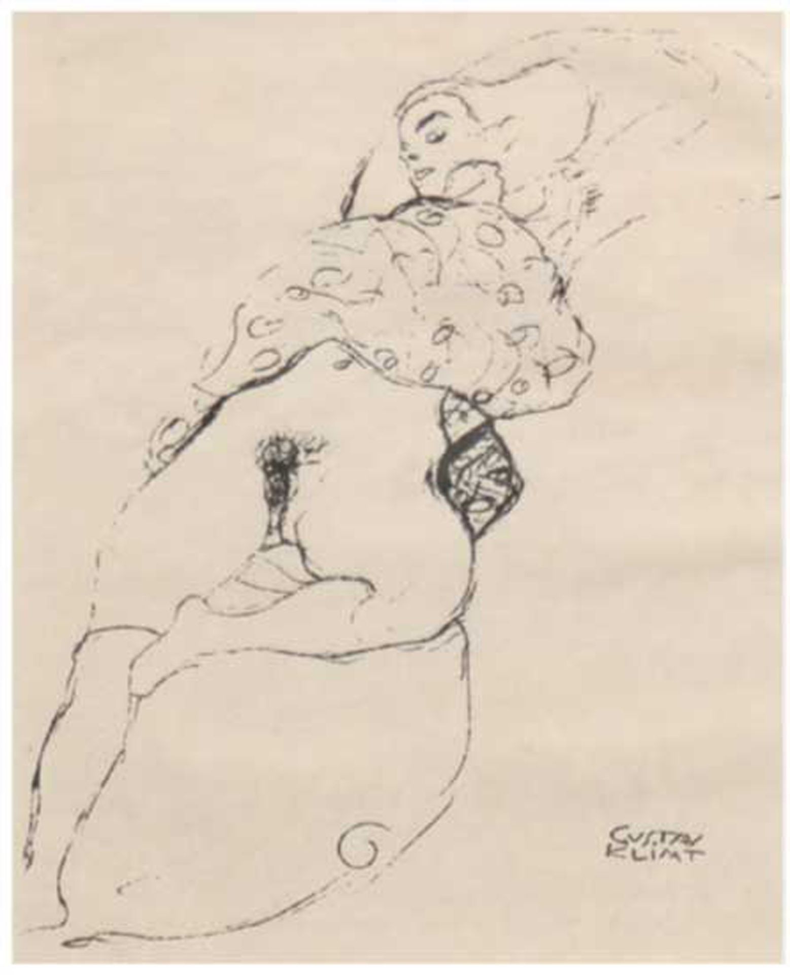 Klimt, Gustav (1862 Baumgarten-1918 Wien) "Liegender weiblicher Akt", um 1910, Heliogravure, 19x13 
