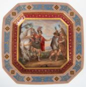 Schale, Wien, polychrome Bemalung "Decius Muß nimmt Abschied von den Liktoren", nach Peter Paul Rub