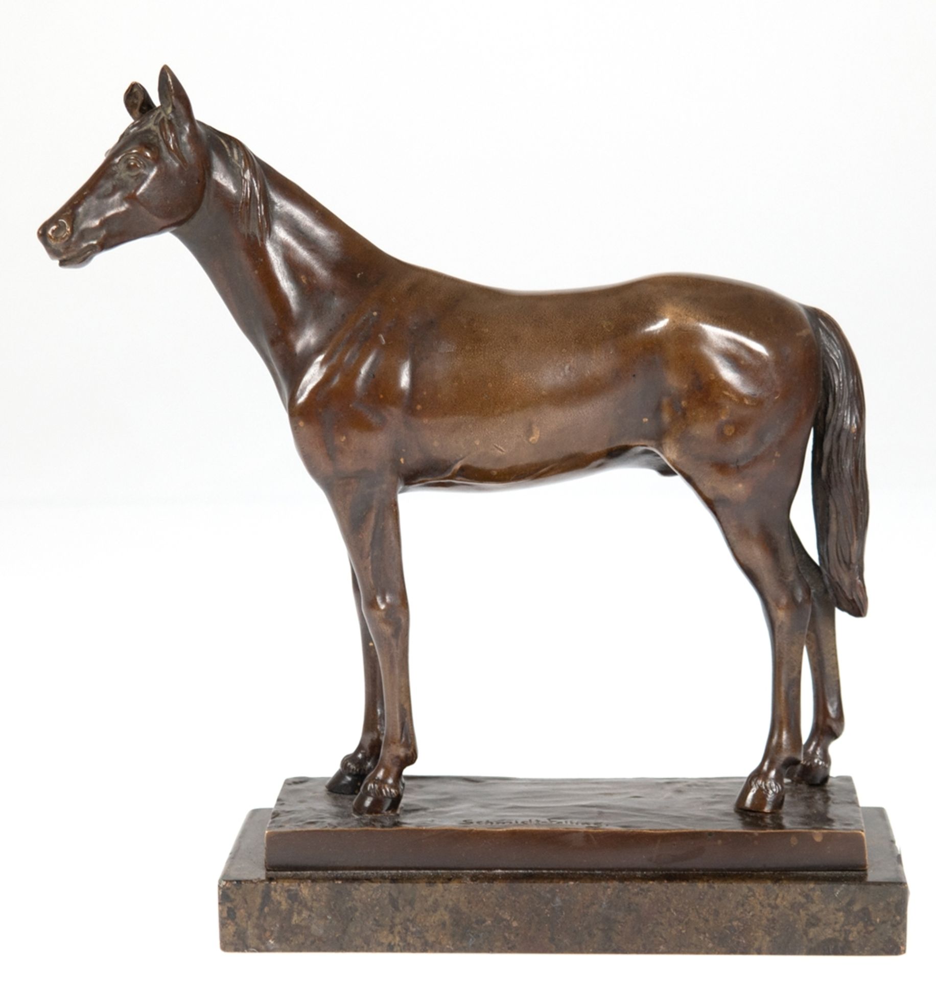 Schmidt-Felling, Julius (ca. 1835-1920)  "Pferd", Bronze, braun patiniert, auf Plinthe signiert, H.