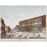 Guckkastenbild, 18. Jh. "Palais Corsini- 1. Petit palais Farnese, 2. Eglise et Monastere de S Jaqu