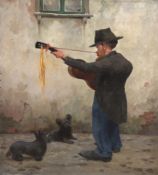 Maler um 1900 "Musikfreunde", 1x Hinterlegung, Öl/Lw., unsign., 70x60 cm