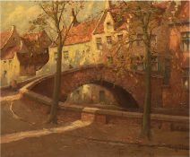 Moortgart, Achilles (1881-1957) "Stadtbrücke", Öl/Hp., sign. u.l., 65,5x75,5 cm, Rahmen