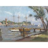 Matern, Hans Werner (1906 Rostock-1996 Lübeck) "Travemünde Ausfahrt", Gouache/Mp., sign. u.r., 27x3