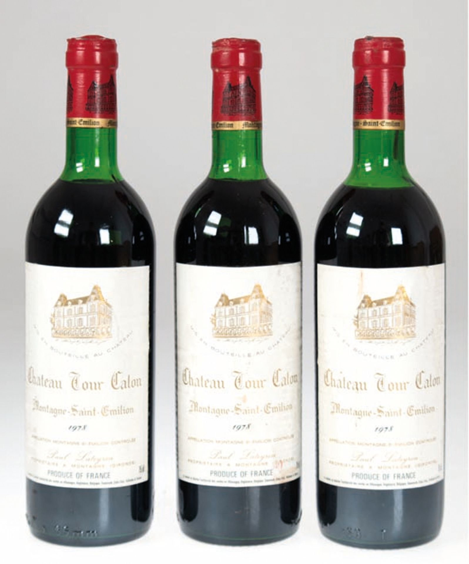 3 Flaschen Rotwein "Chateau-Montagne-Saint-Emilion", Frankreich 1978