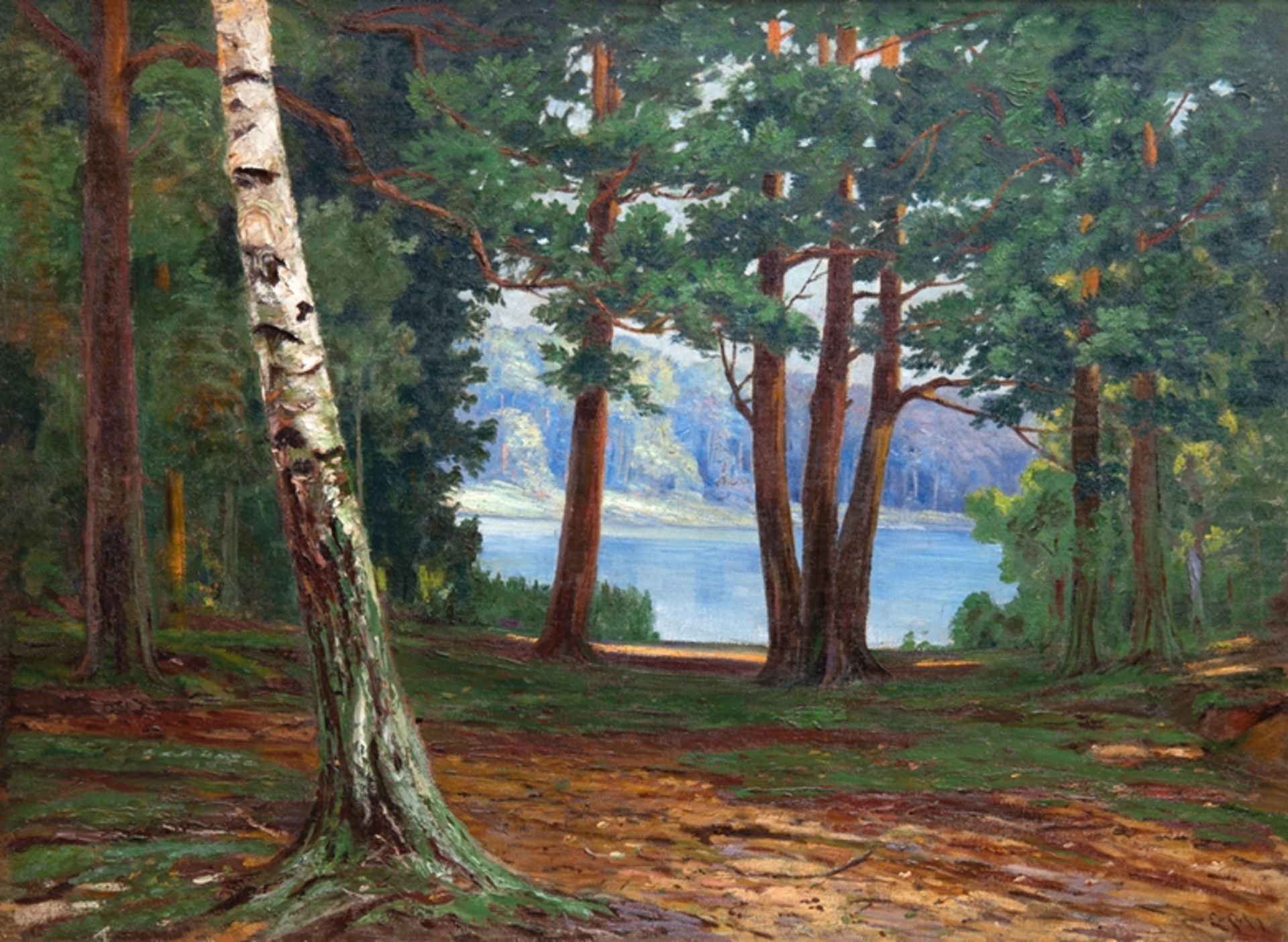 Eicken, Elisabeth von (1862 Mühlheim a.d.Ruhr-1940 Potsdam) "Impressionistische Landschaft mit Blic