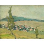 Köhler-Röber, Minna (1883 Reichenbach-1957 Friesen) "Landschaft im Erzgebirge", Öl/Mp., unsign. rüc