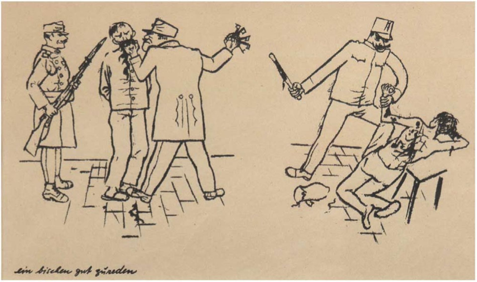 Grosz, George (1893 Berlin-1959) "Ein bischen gut zureden", Lithographie nach Federzeichnung, Schwe