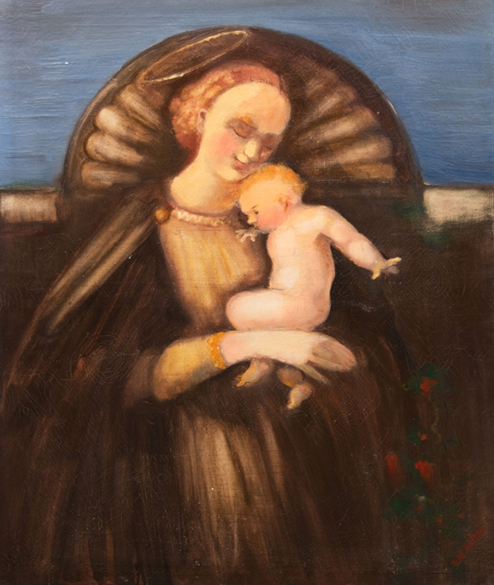 Eberling "Maria mit Kind", Öl/ Lw., sign. u.r. 99,5x80 cm, ungerahmt