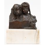 Pongracz, Siegfried (1872-1929 Ungarn) "Der treue Freund- kleines Mädchen mit Hund und Puppe", Bron