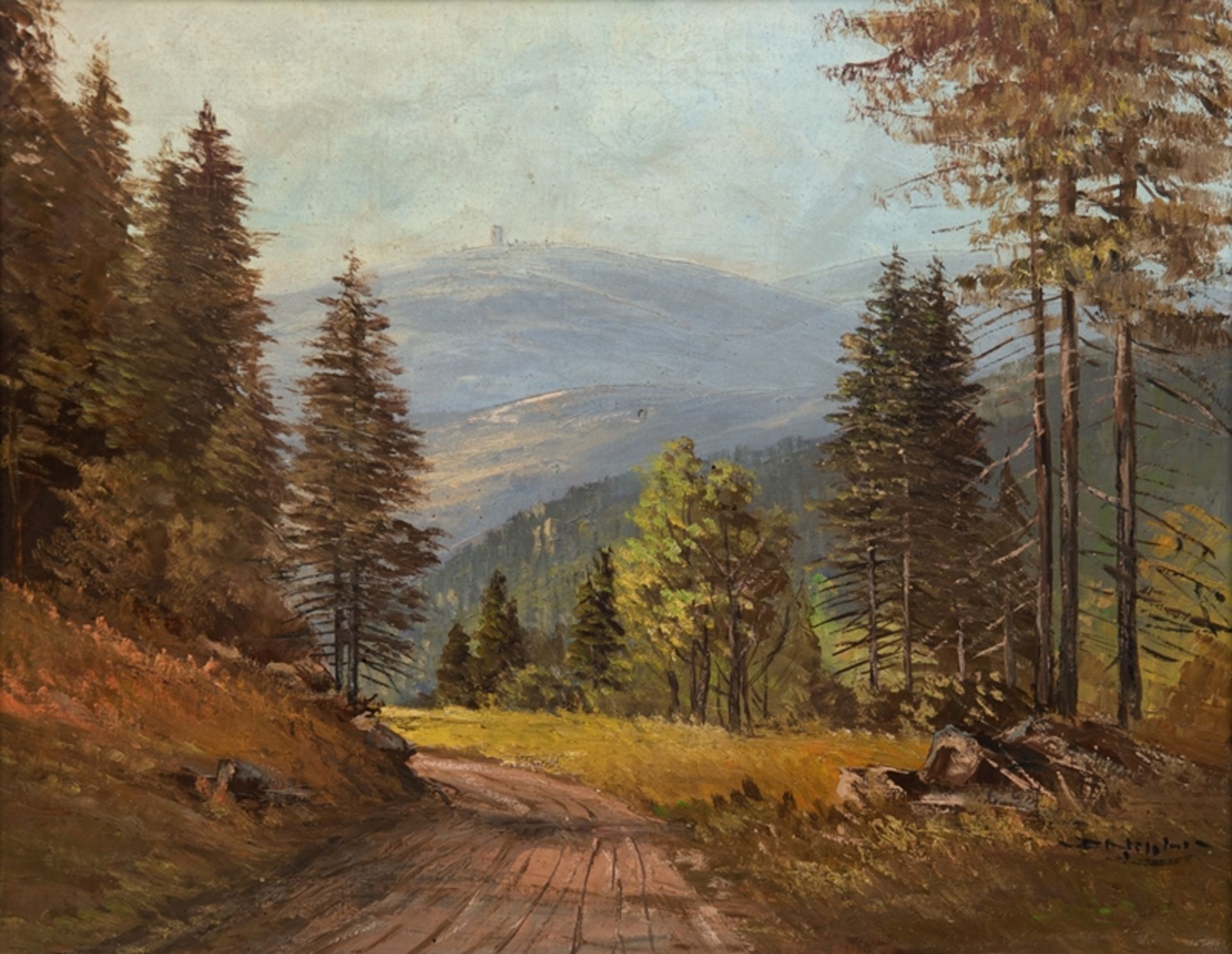 Landschaftsmaler "Adlersberg in Thüringen", Öl/Lw., undeutl. sign. u.r., 50x60 cm, Rahmen