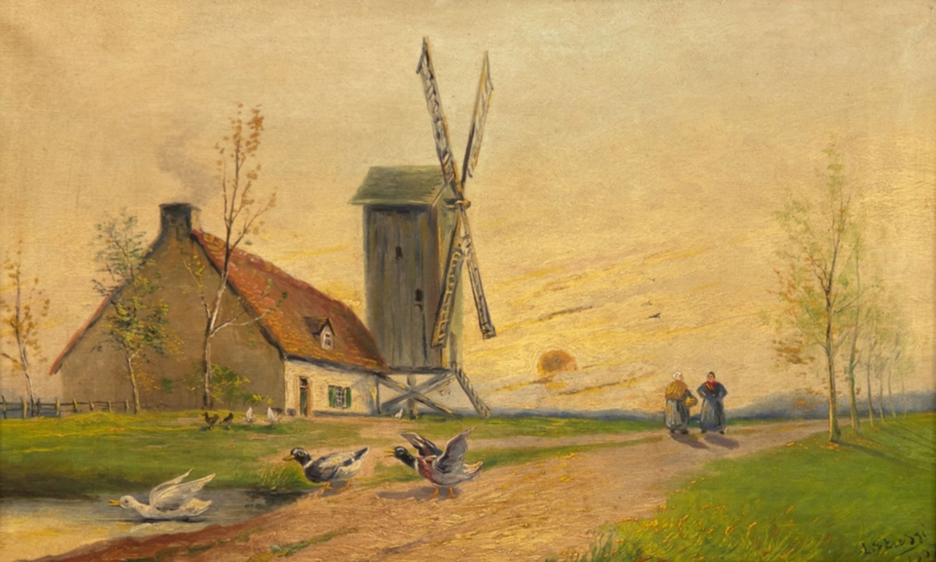 Grassi, Louis (1872-1960) "Bockwindmühle", Öl/ Lw., sign. u.r. und dat. 1907, 40x60 cm, Rahmen