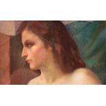 "Porträt einer jungen Frau mit roten Haaren", Öl/Mp., unsign., 25,5x39 cm, Rahmen