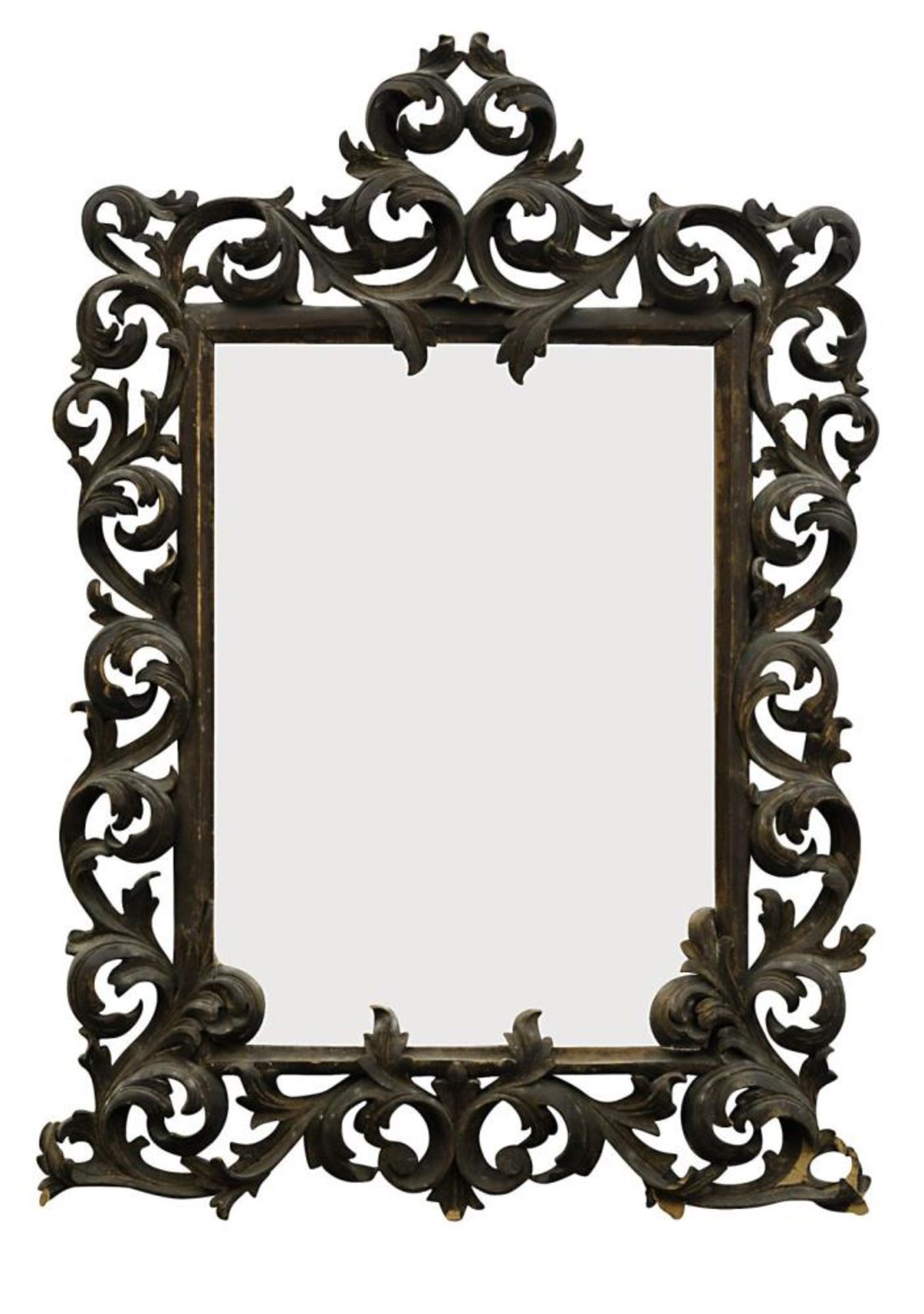 Spiegel. Holz, geschnitzt, dunkelbraun gefasst, Spiegelglas - Bild 2 aus 2