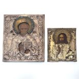 Hl. Nikolaus / Christus. Tempera/Holz, Metall-Oklad