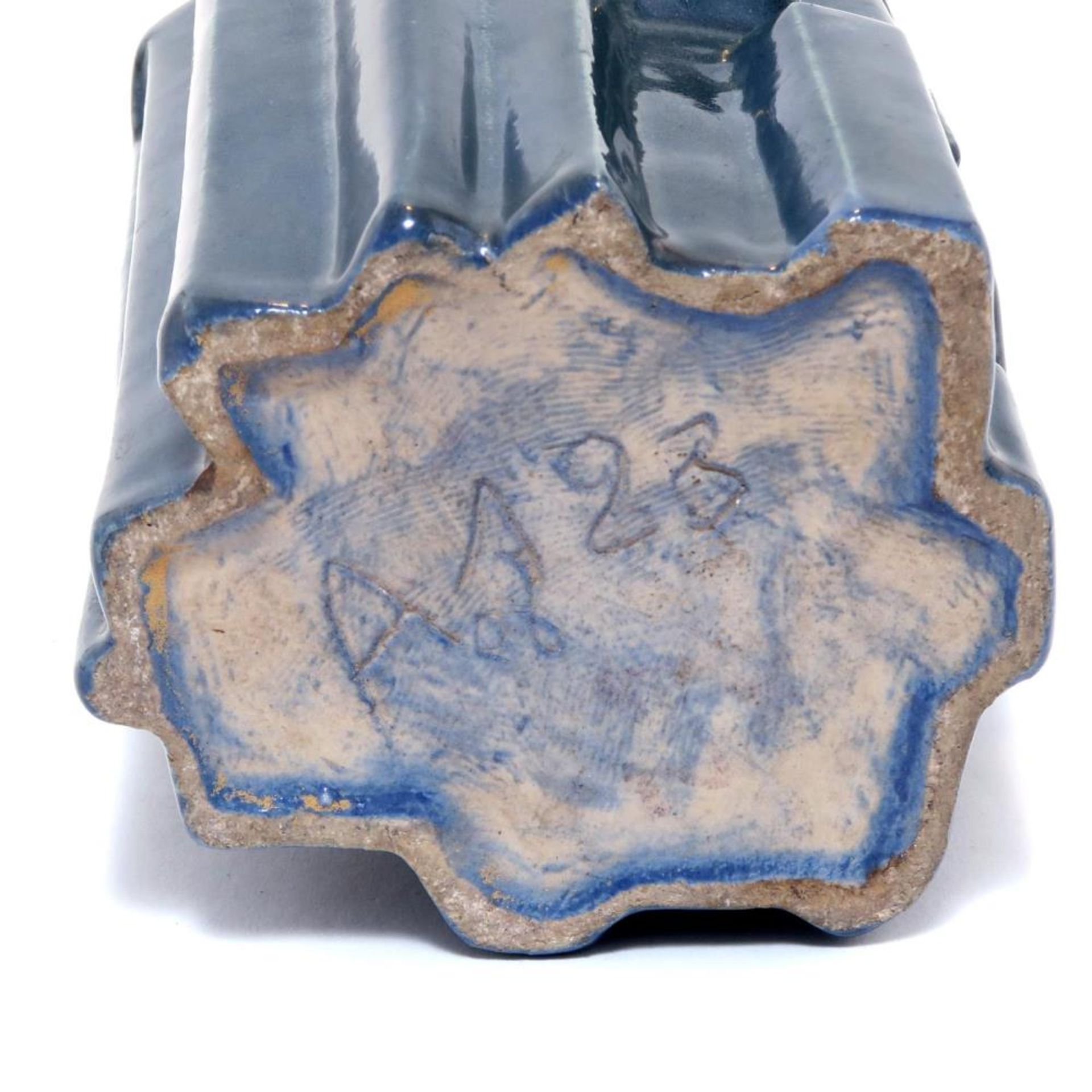 Hohe Vase. Keramik, grün-blaue Glasur - Bild 2 aus 2