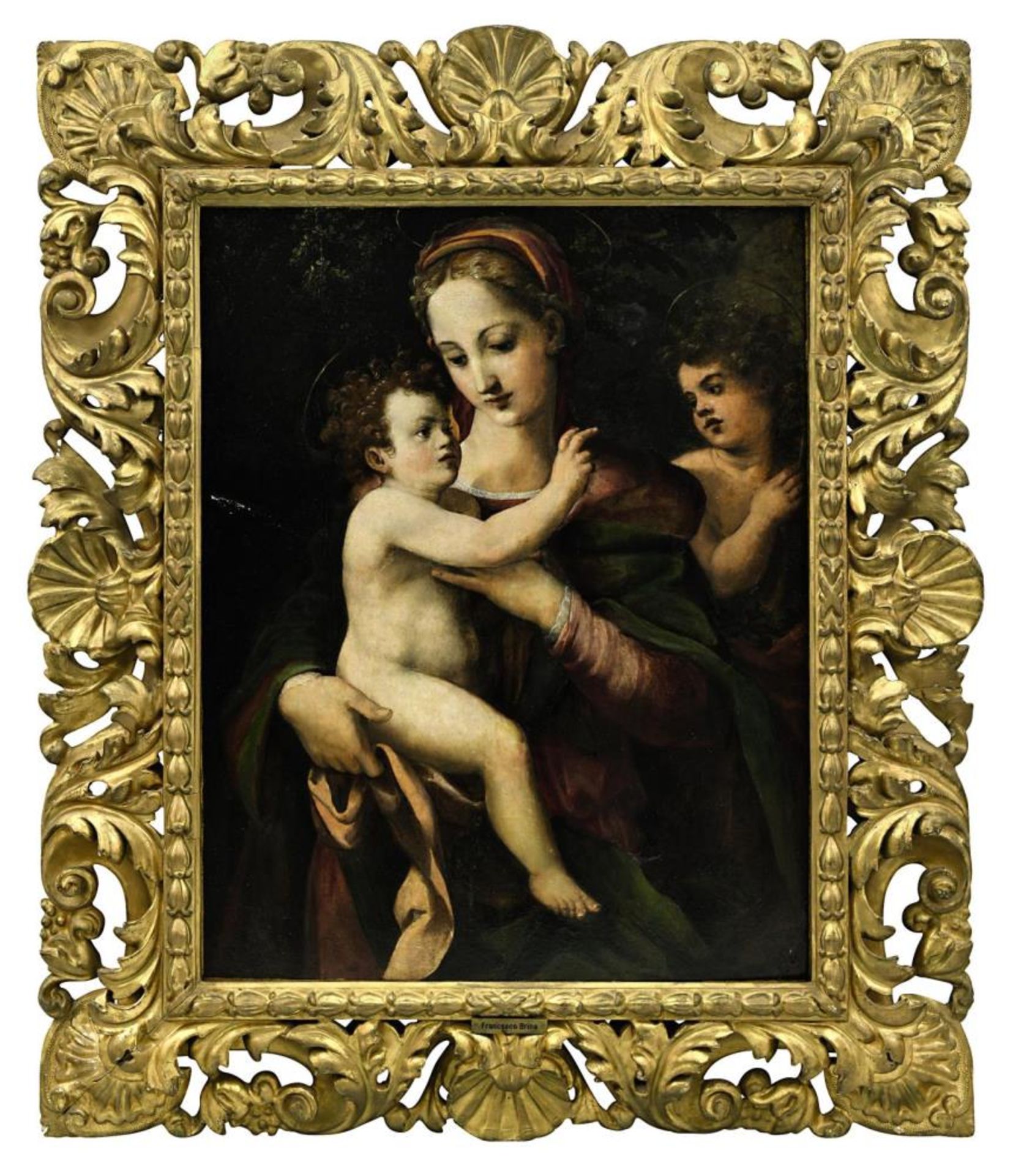 BRINI, FRANCESCO . Madonna mit Kind und Johannesknaben. Öl auf Holz.