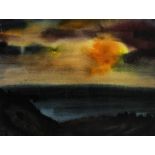 BECK, HERBERT. Sonnenuntergang am Meer. Aquarell.