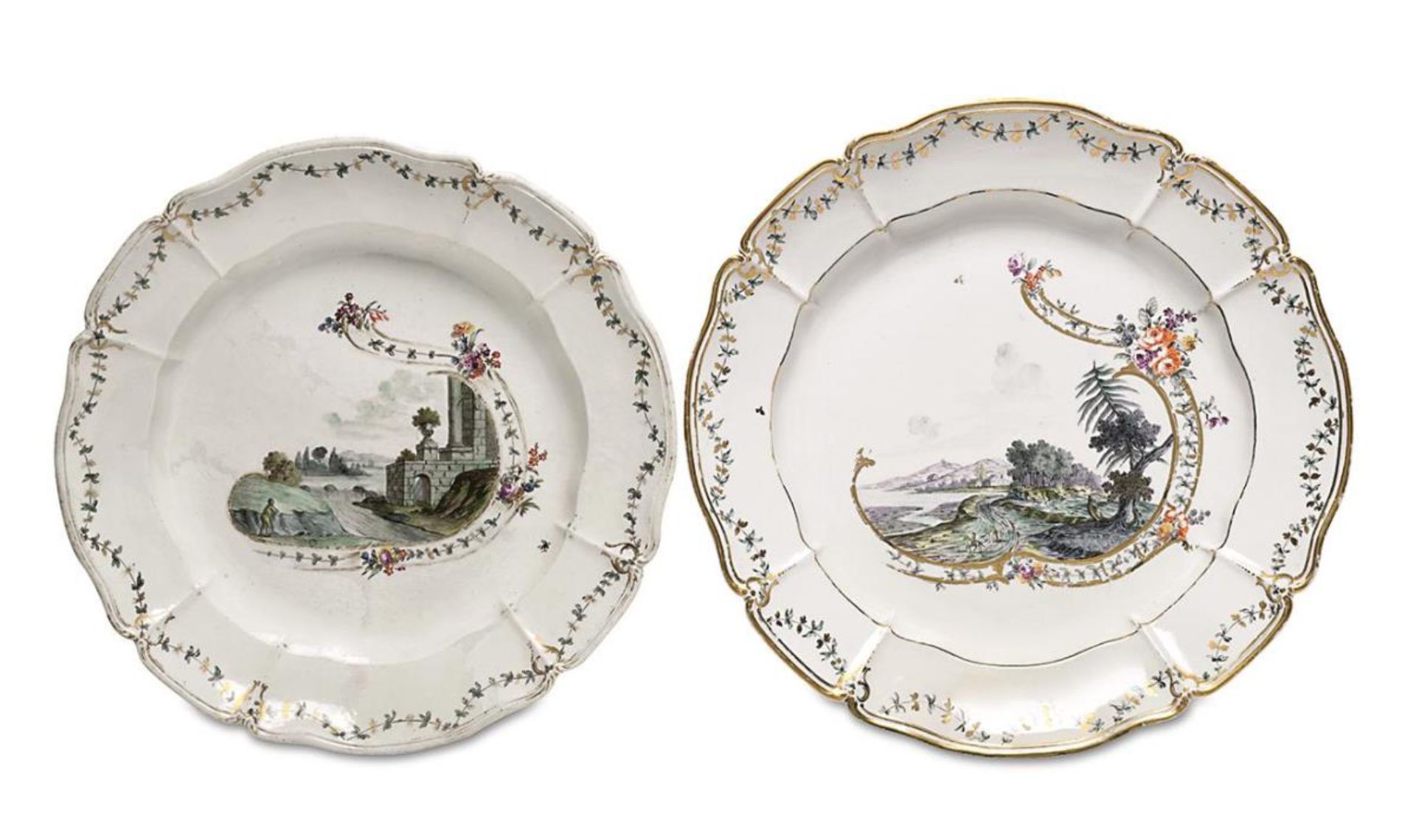 Zwei runde Platten. Nymphenburg, um 1770-80 | Porzellan.