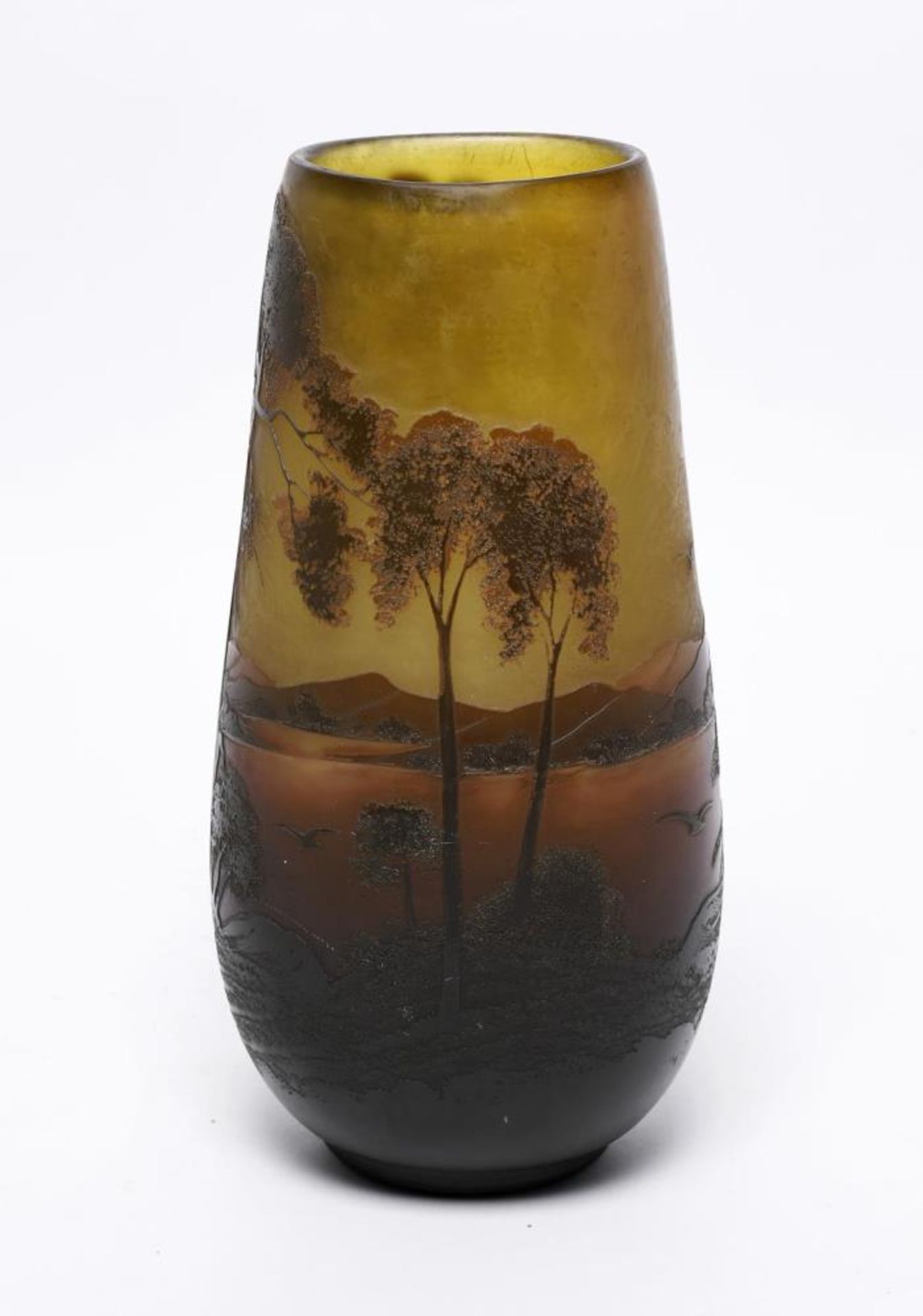 Vase. Weisswasser/Oberlausitz, Vereinigte Lausitzer Glaswerke AG, nach 1918 | Farbloses Glas, gelbe - Bild 2 aus 2