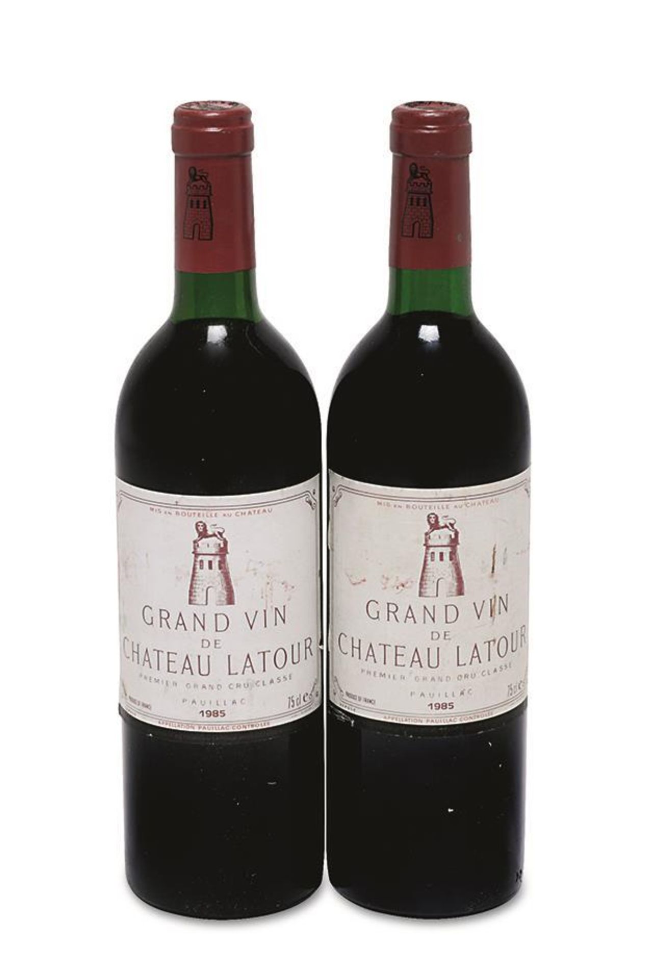 Zwei Flaschen Grand Vin de Château Latour, Premier Grand Cru, 1985. Château Latour, Pauillac, Bordea