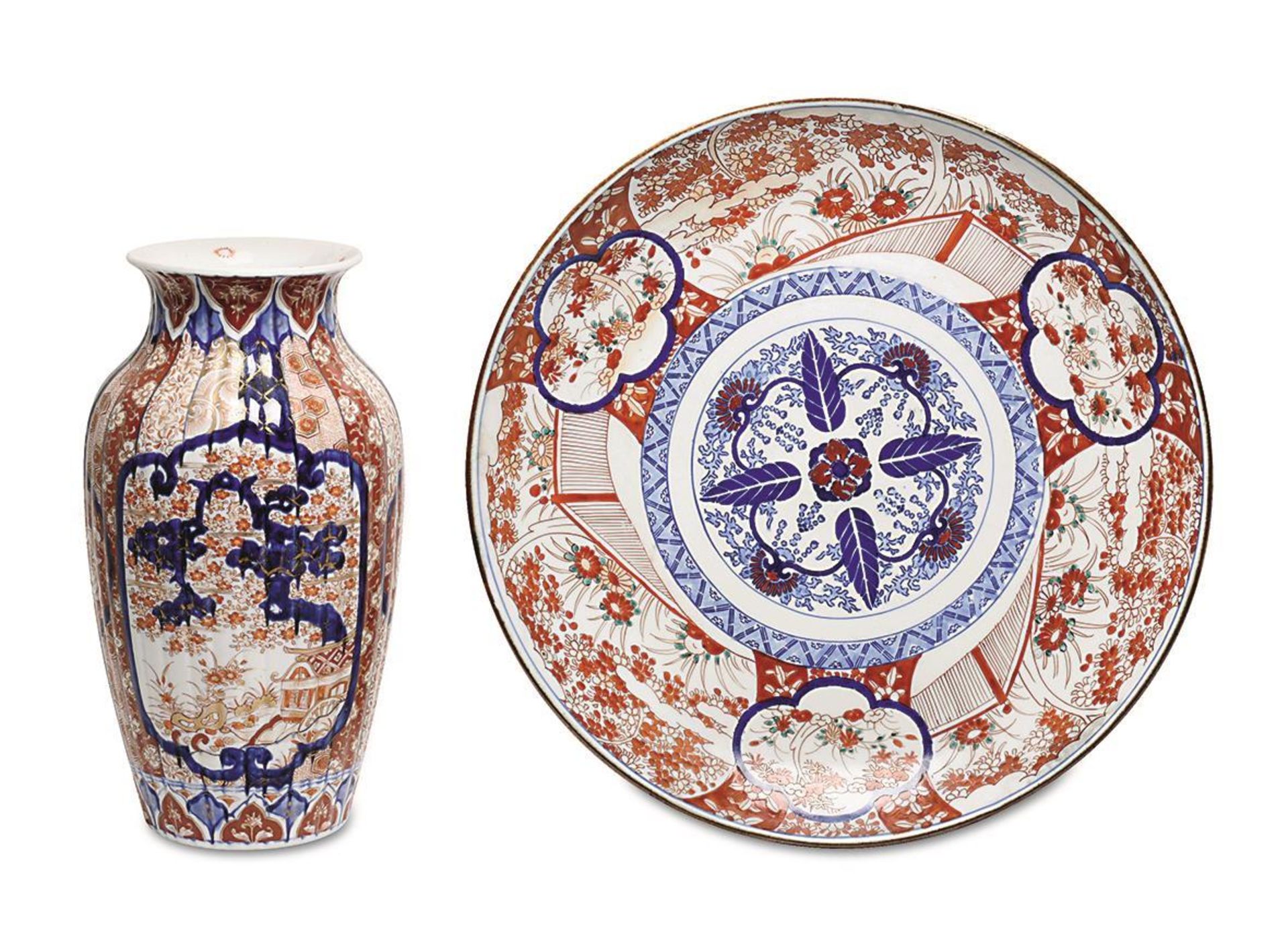 Imari-Platte / Imari-Vase. China oder Japan | Porzellan.