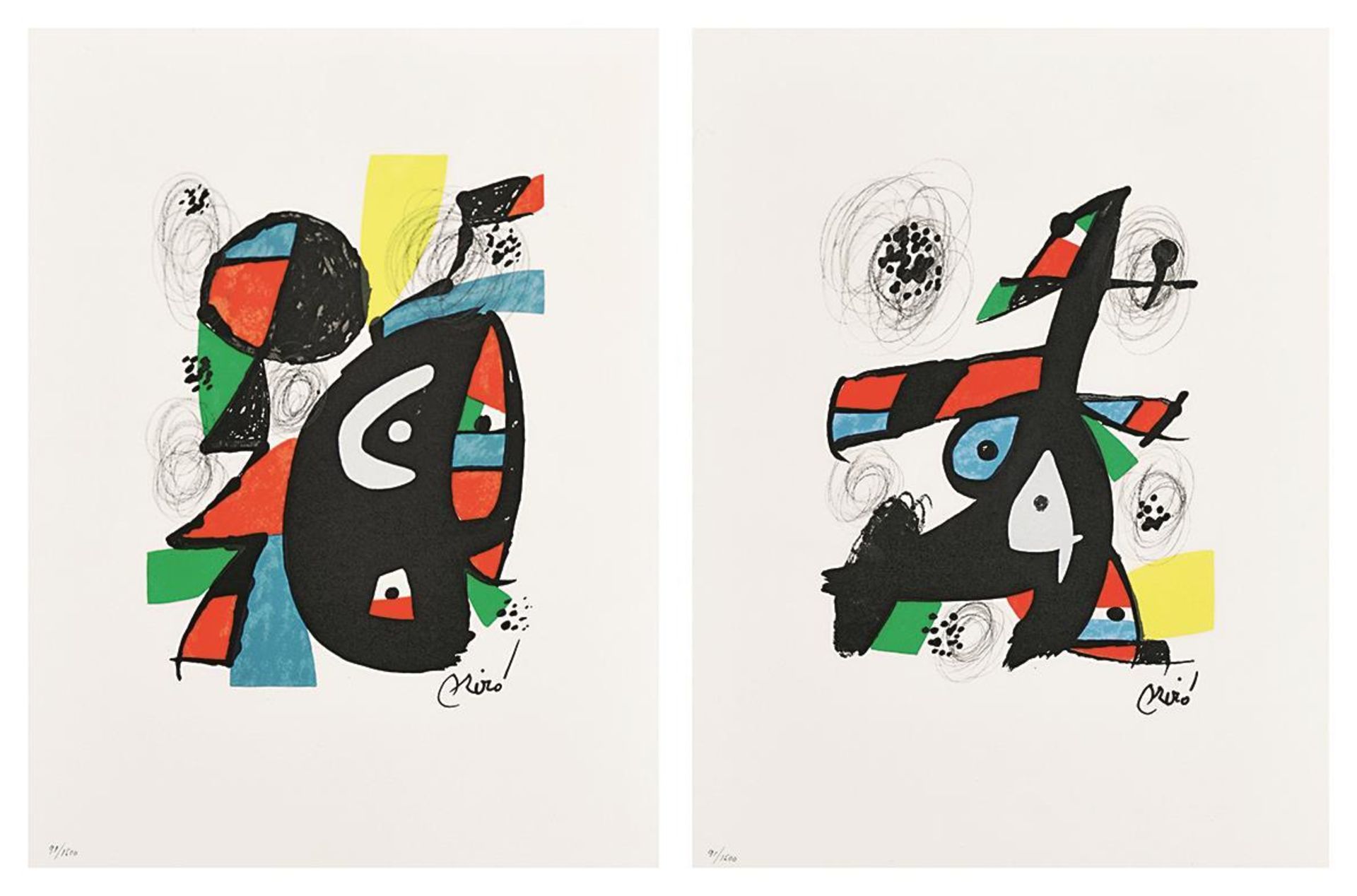 MIRÓ, JOAN. Aus: "La Mélodie Acide". Ein Paar Farblithographien.