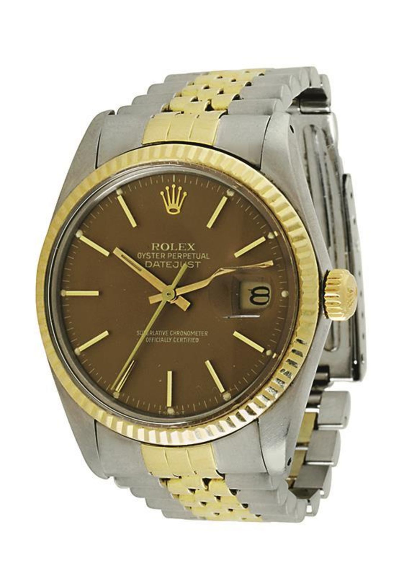 Herrenarmbanduhr. Rolex, Modell "Oyster Perpetual Datejust", um 1983 | Stahl und GG.