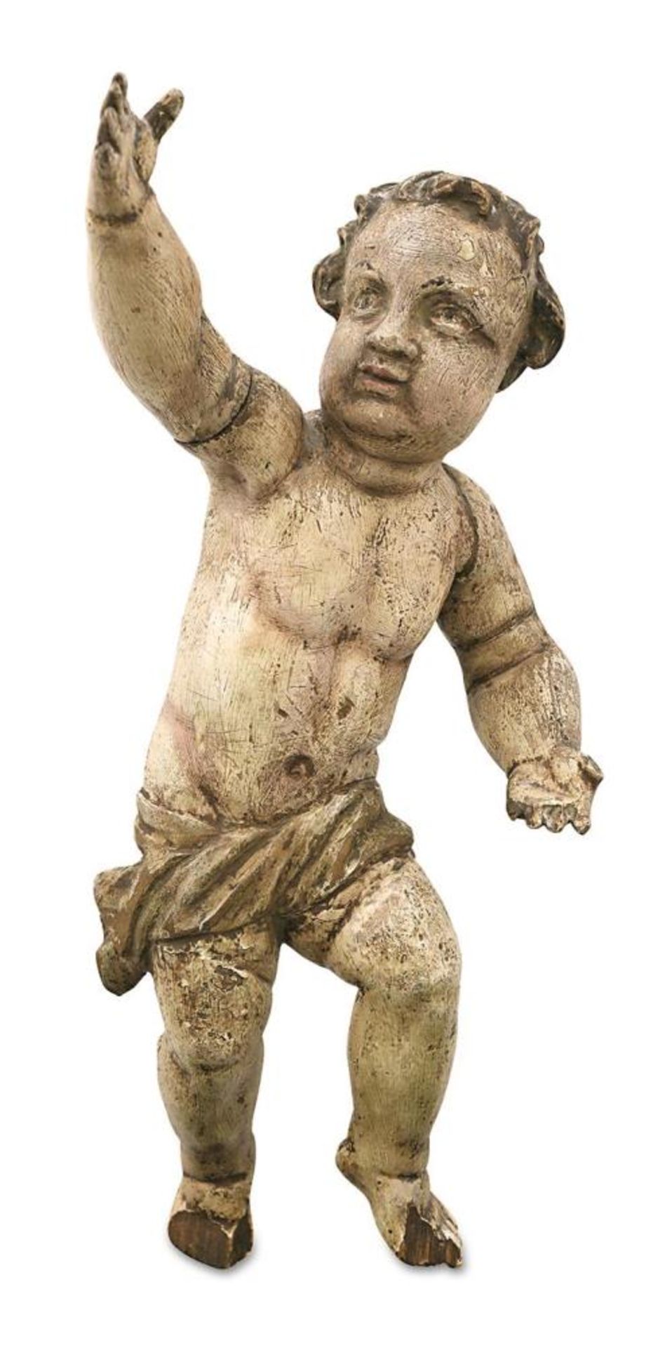 Kleiner Putto. Barockstil | Holz, geschnitzt, Farbfassung.