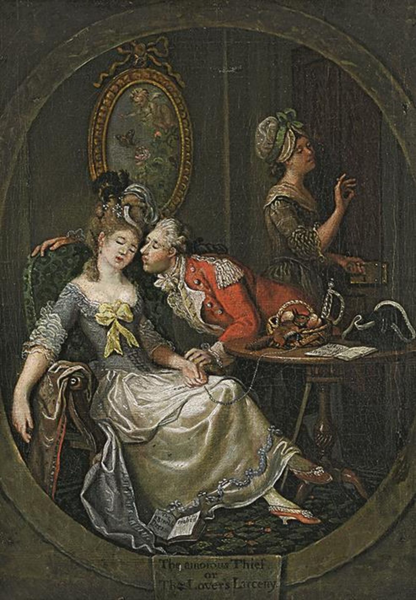 COLLETT, JOHN (WOHL KOPIE NACH). The amorous thief or the lover's larceny. Öl auf Lwd.