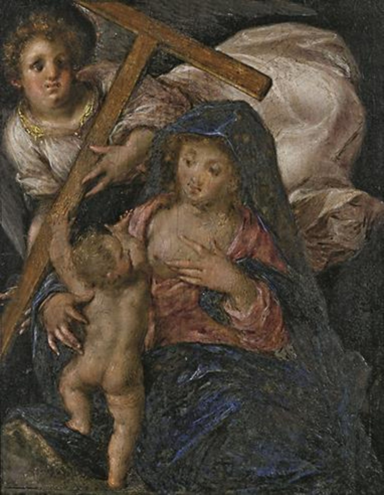 WOHL SÜDDEUTSCH. Madonna mit Kind. Öl auf Holz.