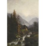 GEORGI, FRIEDRICH OTTO. Wasserfall im Gebirge. Öl auf Lwd.