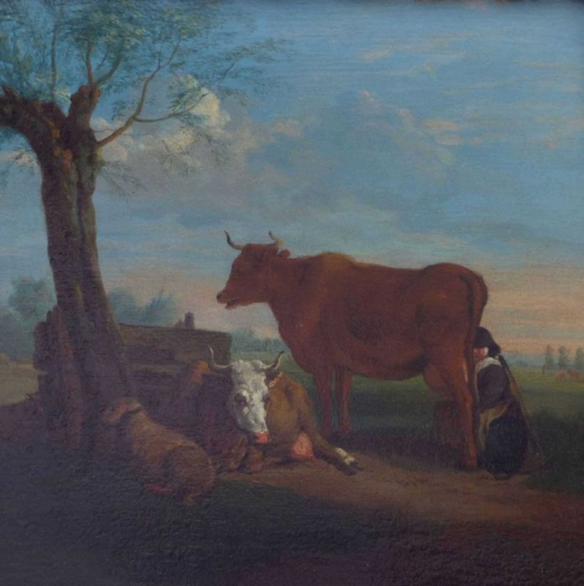 Landschaft mit Melkerin, Frühes 18. Jh.