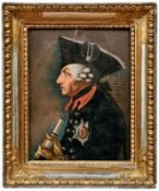Friedrich II. im Profil und mit Fernrohr