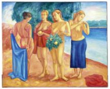 Filatov, Vladimir: Vier badende Frauen an einem Flussufer