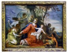 Heilige Familie mit dem Johannesknaben und zwei Engeln, Venezianischer Meister des 18. Jahrhunderts