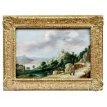 Teniers, David d.J.: Felsige Flusslandschaft mit Burg und Wanderern