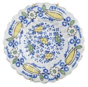 Fächerplatte mit Blumendekor, Delft, um 1690/1700