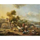 Berchem, Nicolaes (Attrib.): Südliche Flusslandschaft mit Hirten