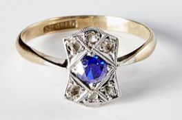 Art-Déco-Saphir-Ring, Um 1920/30