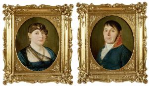 Portraitpendants eines Ehepaars, Um 1845