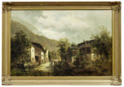 Straße in Sempach in der Schweiz, Landschaftsmaler des 19. Jahrhunderts