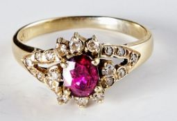 Rubin-Brillant-Diamant-Ring, Um 1900
