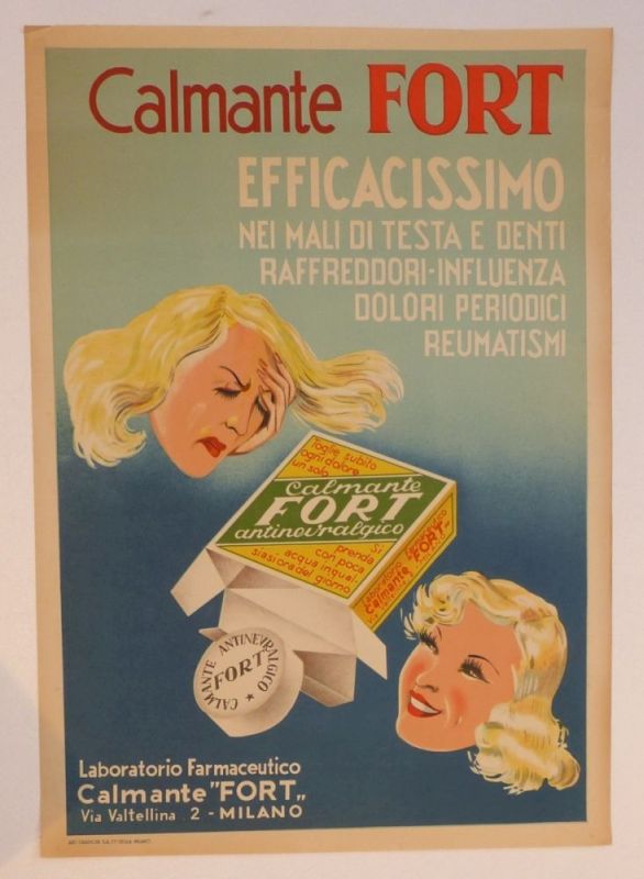 Werbeplakat für das Schmerzmittel "Calmante Fort", Italien, 1950er Jahre - Image 2 of 3